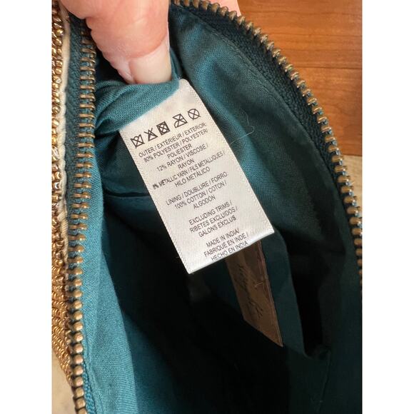 Miss Albright Anthropologie Beaded Clutch Bag Metallic Gold Bird - Picture 5 of 8